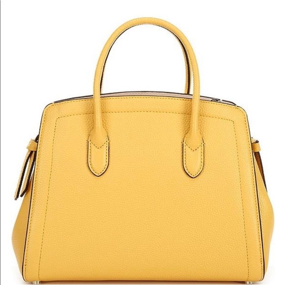 Kate Spade New York Knott Lemon Yellow Pebbled Leather Medium Satchel Crossbody - Picture 2 of 11